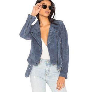 Blank NYC Blue Suede Moto Jacket
